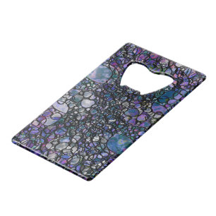 Abstracte cirkels met handtekening, blauw, Paars,  Creditkaart Flessenopener
