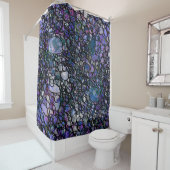 Abstracte cirkels met handtekening, blauw, Paars,  Douchegordijn (In situ)