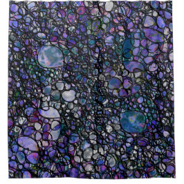 Abstracte cirkels met handtekening, blauw, Paars, Douchegordijn