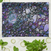 Abstracte cirkels met handtekening, blauw, Paars,  Theedoek (Gevouwen)