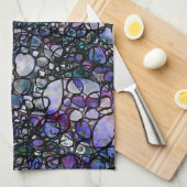 Abstracte cirkels met handtekening, blauw, Paars,  Theedoek (Quarter Fold)