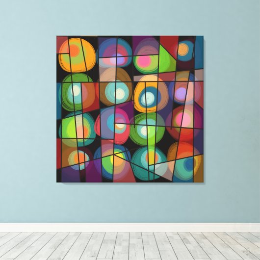 Abstracte cirkels met middenklassestijl canvas afdruk (Insitu (Houten vloer))