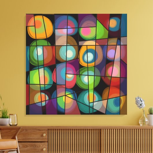 Abstracte cirkels met middenklassestijl canvas afdruk (Insitu (Woonkamer))