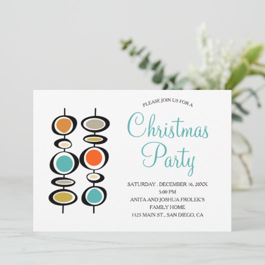 Abstracte cirkels Midden-Eeuw Kerst Feestdagen Kaart (Staand voorkant)