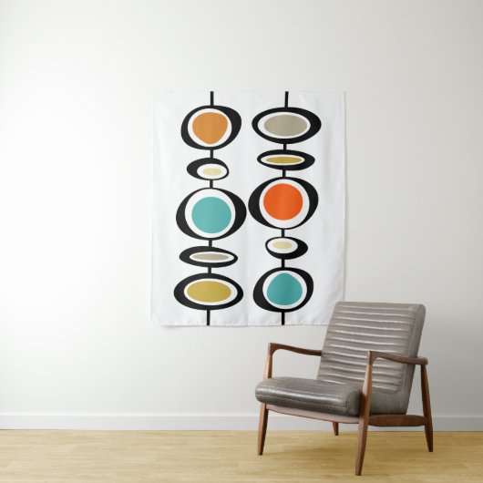 Abstracte cirkels midden eeuw moderne gewaagde ret wandkleed (In situ)