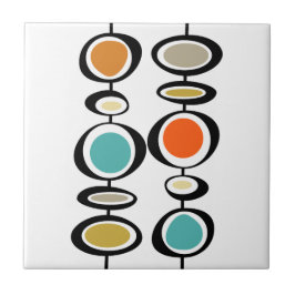 Abstracte cirkels midden eeuw moderne kleurrijke r tegeltje