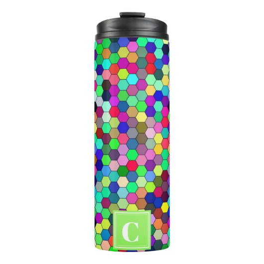 Abstracte cirkels Monogram Thermisch Tumbler Thermosbeker (Voorkant)