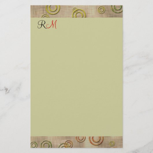 Abstracte cirkels Monogrammen Briefpapier-Mint Gro Briefpapier (Voorkant)