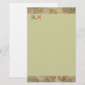 Abstracte cirkels Monogrammen Briefpapier-Mint Gro Briefpapier (Voorkant / Achterkant)