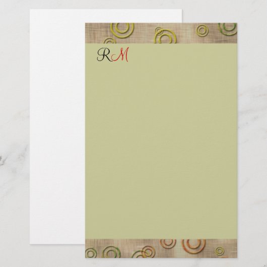 Abstracte cirkels Monogrammen Briefpapier-Mint Gro Briefpapier (Voorkant / Achterkant)