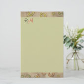 Abstracte cirkels Monogrammen Briefpapier-Mint Gro Briefpapier (Staand voorkant)