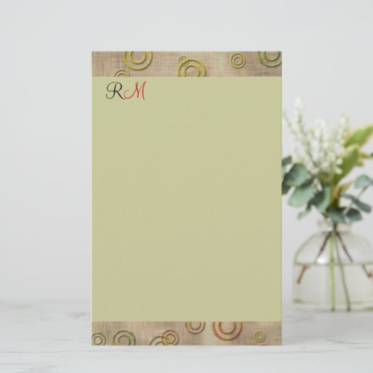 Abstracte cirkels Monogrammen Briefpapier-Mint Gro Briefpapier (Staand voorkant)