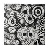 Abstracte cirkels ogen zwart wit tegeltje (Voorkant)