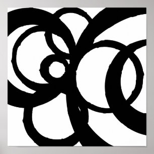 Abstracte cirkels Ontwerp zwart op wit afdrukken Poster