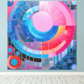 Abstracte cirkels & ovalen in zacht blauw & roze canvas afdruk (Insitu (Houten vloer))