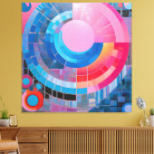 Abstracte cirkels & ovalen in zacht blauw & roze canvas afdruk (Insitu (Woonkamer))