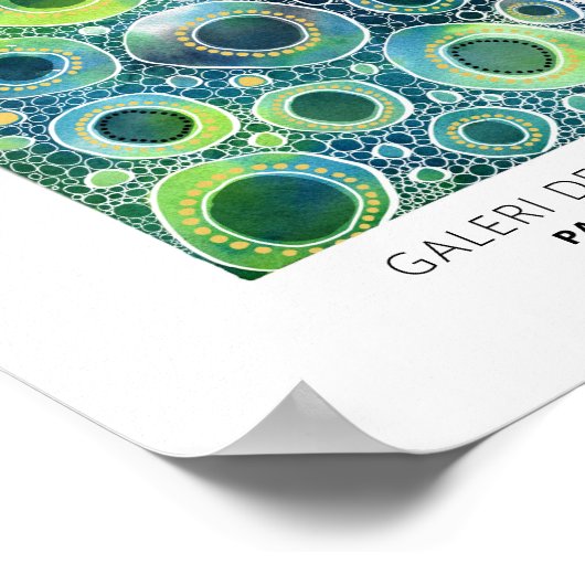 Abstracte cirkels Patroon Blauwgroen goud Poster (Hoek)