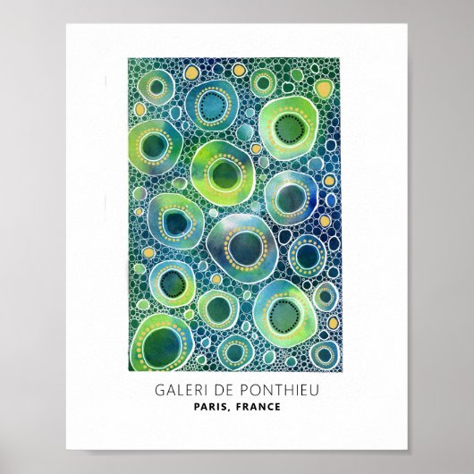 Abstracte cirkels Patroon Blauwgroen goud Poster (Voorkant)