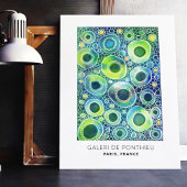 Abstracte cirkels Patroon Blauwgroen goud Poster