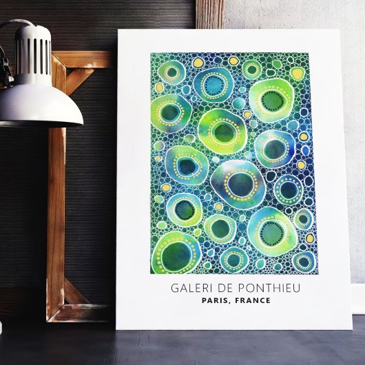 Abstracte cirkels Patroon Blauwgroen goud Poster