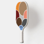 Abstracte Cirkels Retro Kleuren met Initialen Pickleball Paddle (Links)