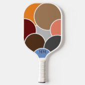 Abstracte Cirkels Retro Kleuren met Initialen Pickleball Paddle (Achterkant)