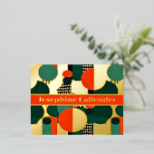 Abstracte cirkels rood en groen folie uitnodiging briefkaart (Staand Voorkant)