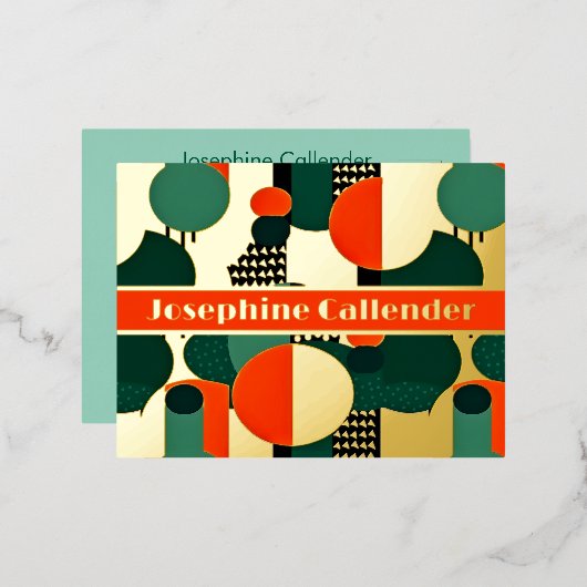 Abstracte cirkels rood en groen folie uitnodiging briefkaart (Voorkant / Achterkant)