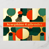 Abstracte cirkels rood en groen folie uitnodiging briefkaart (Voorkant)