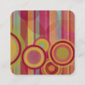 Abstracte Cirkels & Strepen in Rood, Greens, Geel Vierkante Visitekaartje (Voorkant)