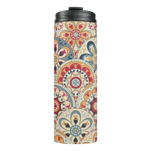 Abstracte cirkels: trendy gekleurd behang thermosbeker (Voorkant)