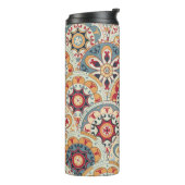 Abstracte cirkels: trendy gekleurd behang thermosbeker (Gedraaid links)