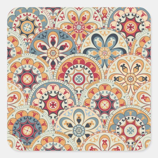 Abstracte cirkels: trendy gekleurd behang vierkante sticker (Voorkant)