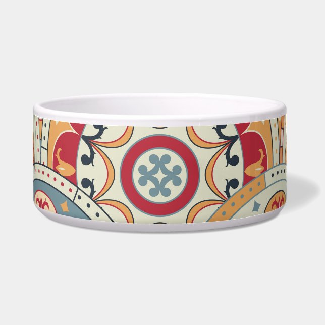 Abstracte cirkels: trendy gekleurd behang voerbakje (Voorkant)