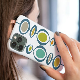 Abstracte cirkels Turquoise Oranje midden eeuw iPhone 16 Hoesje