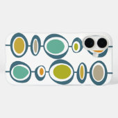 Abstracte cirkels Turquoise Oranje midden eeuw Case-Mate iPhone Case (Achterkant (horizontaal))