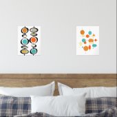 Abstracte cirkels Turquoise Oranje midden eeuw Muurkunst Sets (Slaapkamer)
