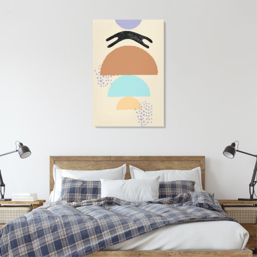 Abstracte cirkels zwart Cat 1 Canvas Print (Insitu (Slaapkamer))