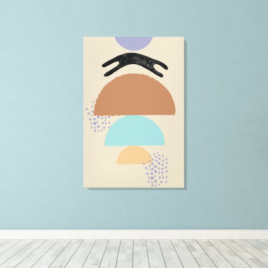 Abstracte cirkels zwart Cat 1 Canvas Print (Insitu (Houten vloer))