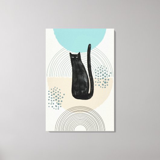 Abstracte cirkels zwart Cat 4 Canvas Print (Voorkant)