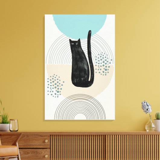 Abstracte cirkels zwart Cat 4 Canvas Print (Insitu (Woonkamer))