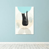 Abstracte cirkels zwart Cat 4 Canvas Print (Insitu (Houten vloer))