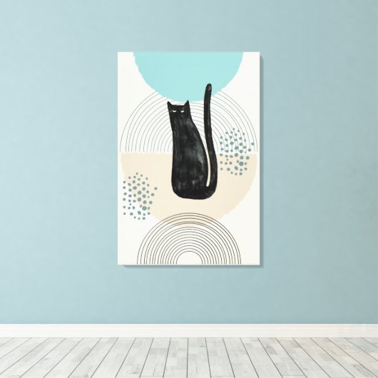 Abstracte cirkels zwart Cat 4 Canvas Print (Insitu (Houten vloer))