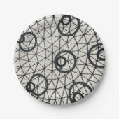 Abstracte cirkels zwart-wit papieren bordje (Voorkant)