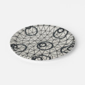 Abstracte cirkels zwart-wit papieren bordje (Gekanteld)