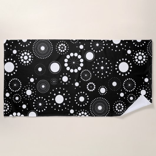 Abstracte cirkels zwart-wit strandlaken (Voorkant)