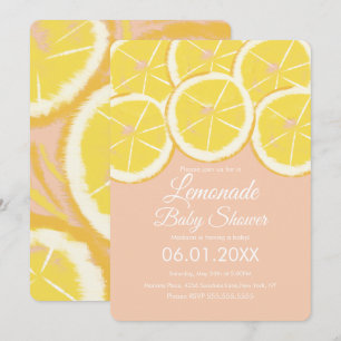 Abstracte citroen citrus limonade roze babyshower  kaart