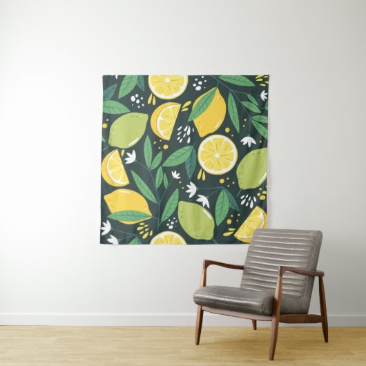 Abstracte citroen: moderne kunst naadloos. wandkleed (In Situ (horizontaal))