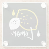 Abstracte citroenillustratie - Fresh Citrus Art Glazen Onderzetter (Achterkant)