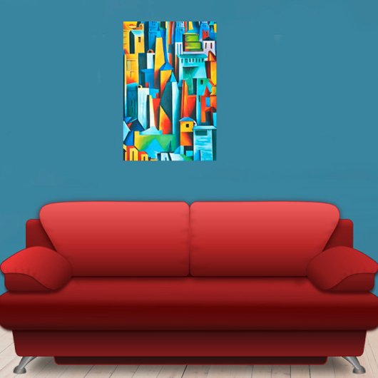Abstracte Cityscape Buildings Skyscrapers Art Canvas Afdruk
